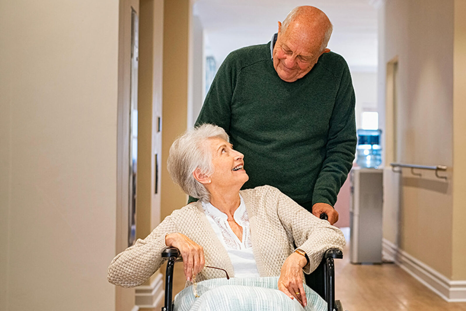 senior couple woman in wheelchair