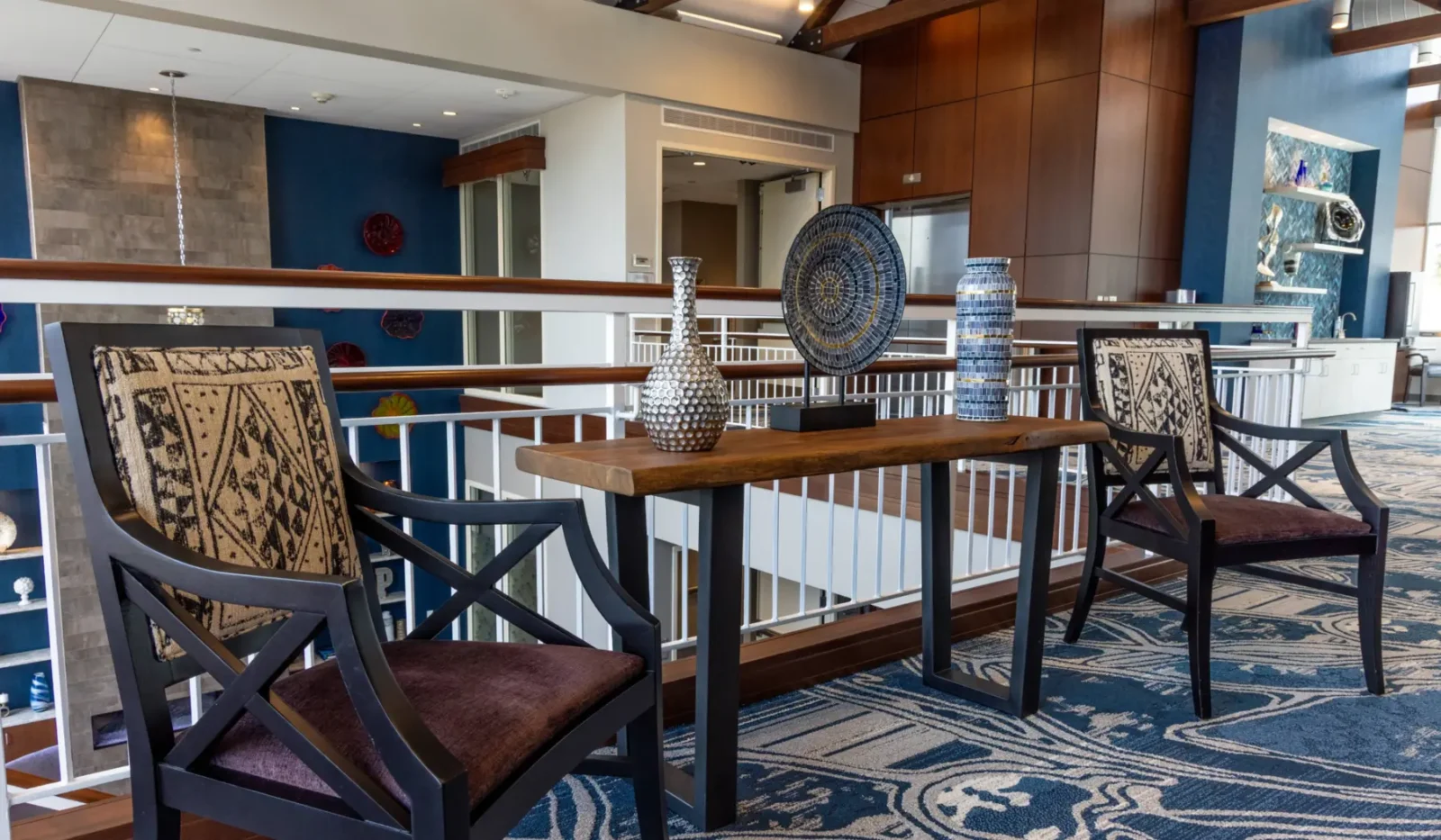 Spacious lounge area inside Cottage Grove Place with comfortable seating