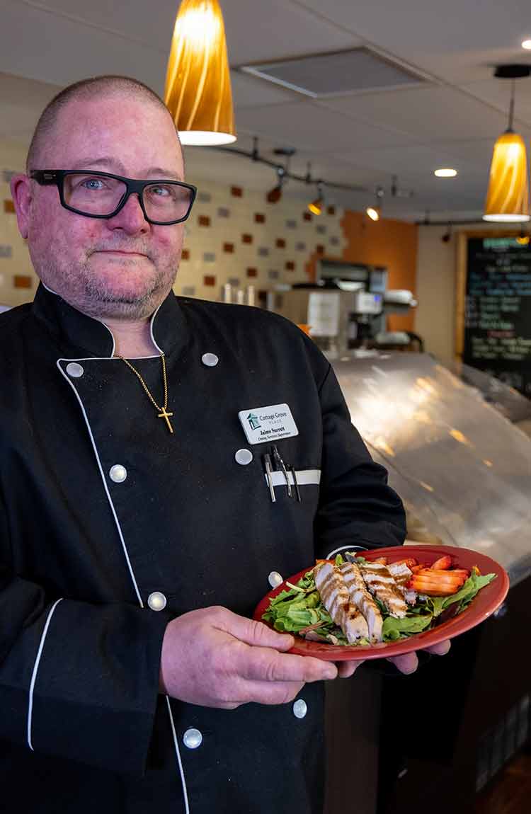 chef presenting his dish.